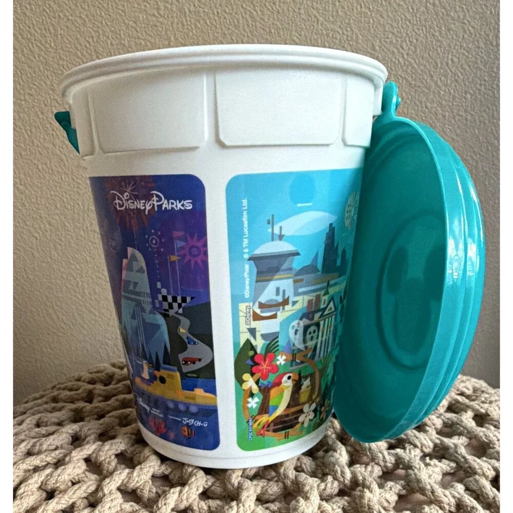Disney Parks Disneyland Joey Chou Popcorn Bucket 2024 Souvenir Teal Lid New
